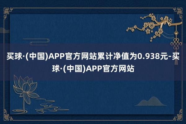 买球·(中国)APP官方网站累计净值为0.938元-买球·(中国)APP官方网站