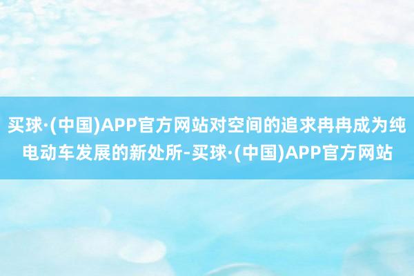 买球·(中国)APP官方网站对空间的追求冉冉成为纯电动车发展的新处所-买球·(中国)APP官方网站