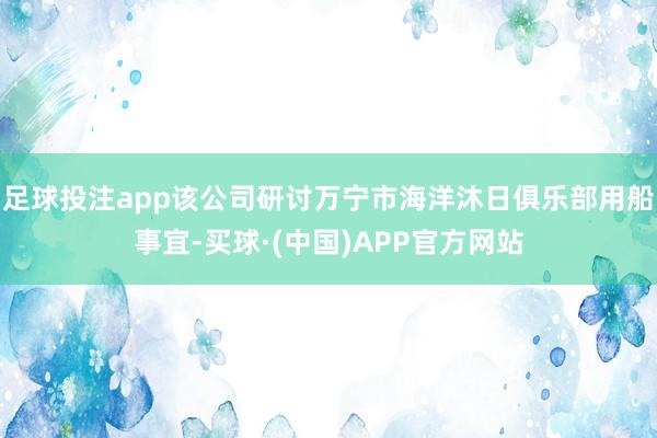 足球投注app该公司研讨万宁市海洋沐日俱乐部用船事宜-买球·(中国)APP官方网站