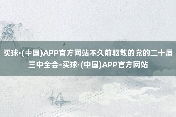 买球·(中国)APP官方网站不久前驱散的党的二十届三中全会-买球·(中国)APP官方网站