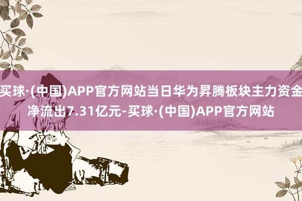 买球·(中国)APP官方网站当日华为昇腾板块主力资金净流出7.31亿元-买球·(中国)APP官方网站