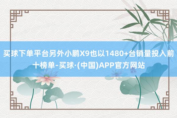 买球下单平台另外小鹏X9也以1480+台销量投入前十榜单-买球·(中国)APP官方网站