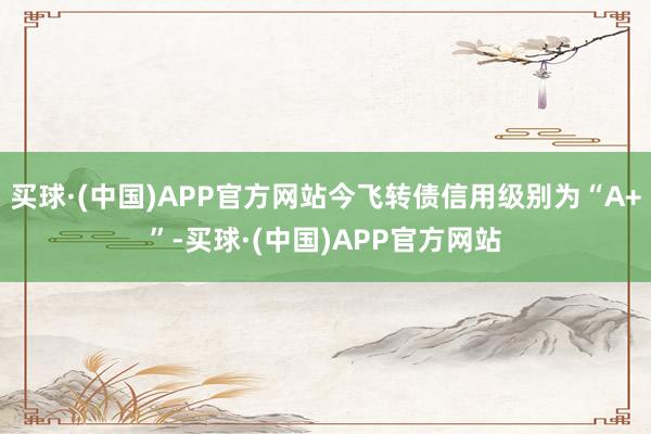 买球·(中国)APP官方网站今飞转债信用级别为“A+”-买球·(中国)APP官方网站