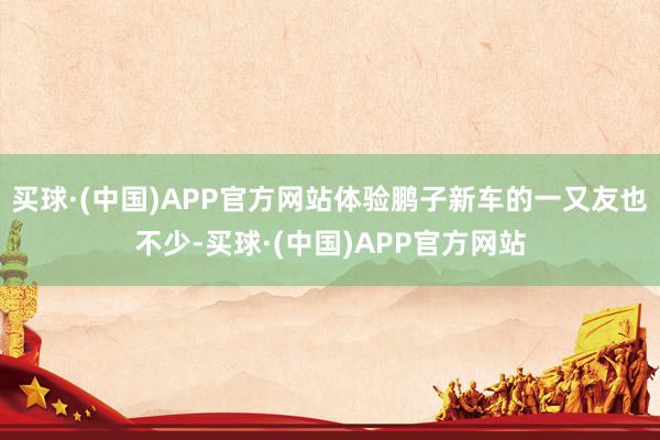 买球·(中国)APP官方网站体验鹏子新车的一又友也不少-买球·(中国)APP官方网站