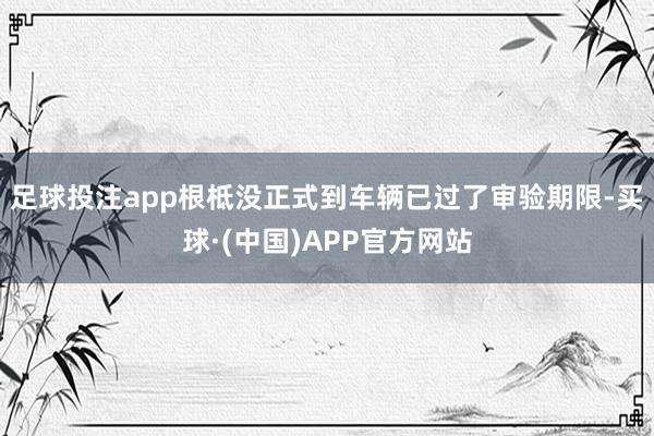 足球投注app根柢没正式到车辆已过了审验期限-买球·(中国)APP官方网站