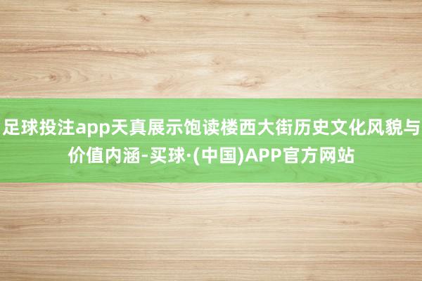 足球投注app天真展示饱读楼西大街历史文化风貌与价值内涵-买球·(中国)APP官方网站