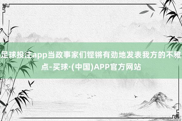 足球投注app当政事家们铿锵有劲地发表我方的不雅点-买球·(中国)APP官方网站