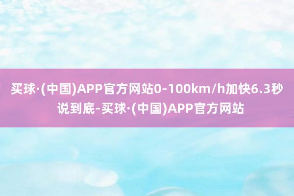 买球·(中国)APP官方网站0-100km/h加快6.3秒  说到底-买球·(中国)APP官方网站