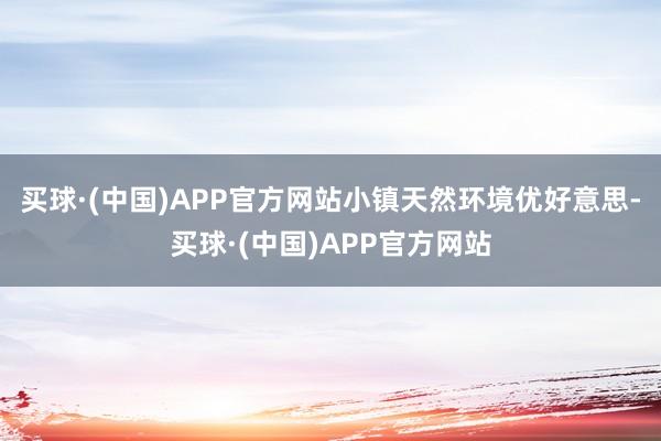 买球·(中国)APP官方网站小镇天然环境优好意思-买球·(中国)APP官方网站