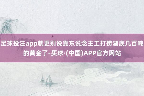 足球投注app就更别说靠东说念主工打捞湖底几百吨的黄金了-买球·(中国)APP官方网站