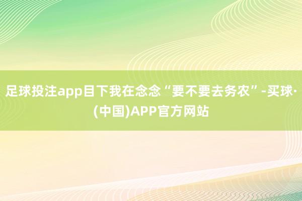 足球投注app目下我在念念“要不要去务农”-买球·(中国)APP官方网站