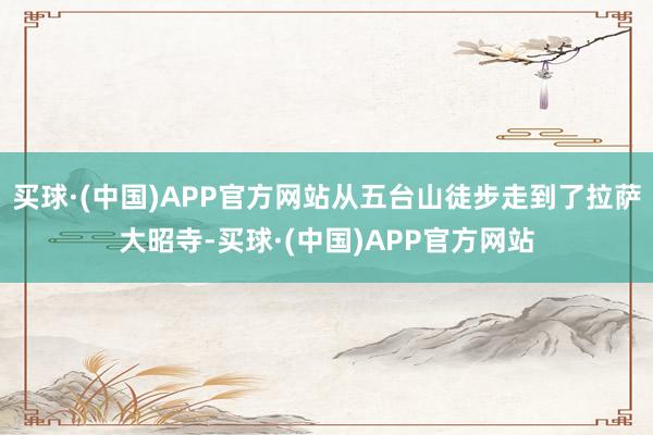 买球·(中国)APP官方网站从五台山徒步走到了拉萨大昭寺-买球·(中国)APP官方网站