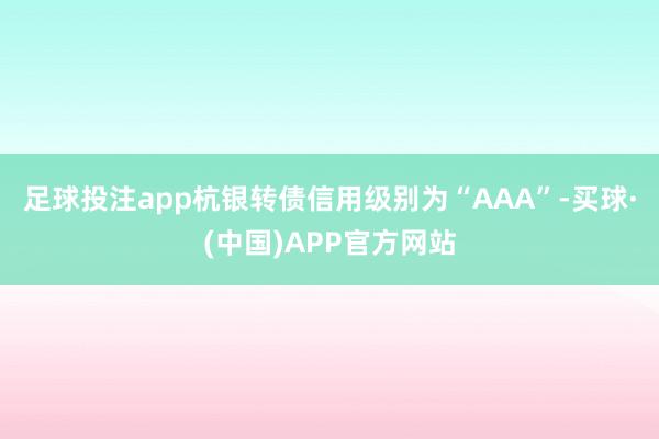 足球投注app杭银转债信用级别为“AAA”-买球·(中国)APP官方网站