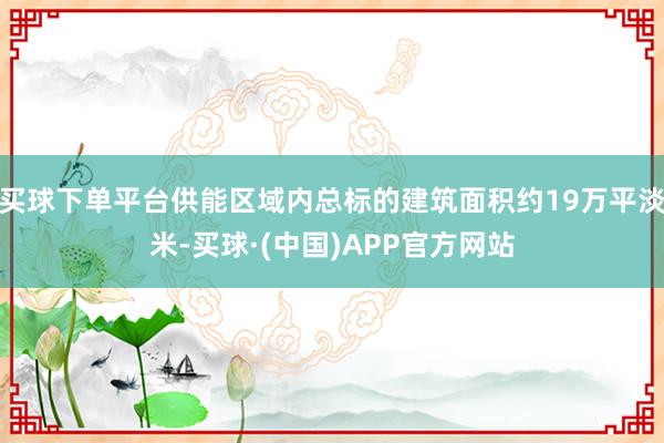 买球下单平台供能区域内总标的建筑面积约19万平淡米-买球·(中国)APP官方网站