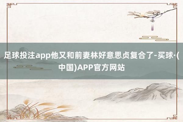 足球投注app他又和前妻林好意思贞复合了-买球·(中国)APP官方网站