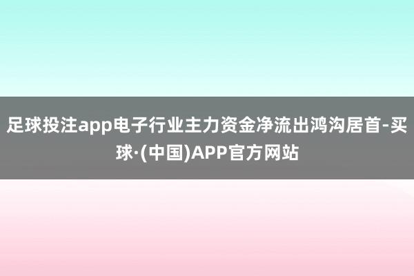 足球投注app电子行业主力资金净流出鸿沟居首-买球·(中国)APP官方网站