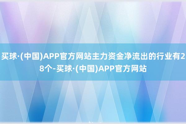 买球·(中国)APP官方网站主力资金净流出的行业有28个-买球·(中国)APP官方网站