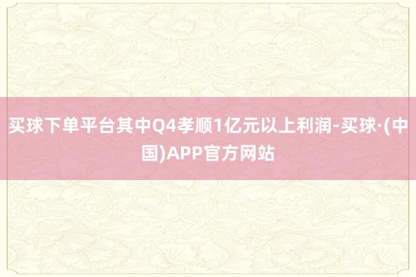 买球下单平台其中Q4孝顺1亿元以上利润-买球·(中国)APP官方网站