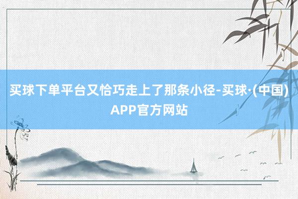 买球下单平台又恰巧走上了那条小径-买球·(中国)APP官方网站